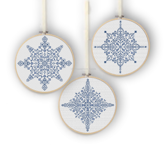3 Flakes - 2024 version Blackwork Pattern by Peppermint Purple