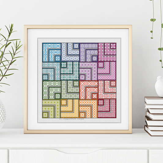 Colourful Corners Blackwork Pattern by Peppermint Purple