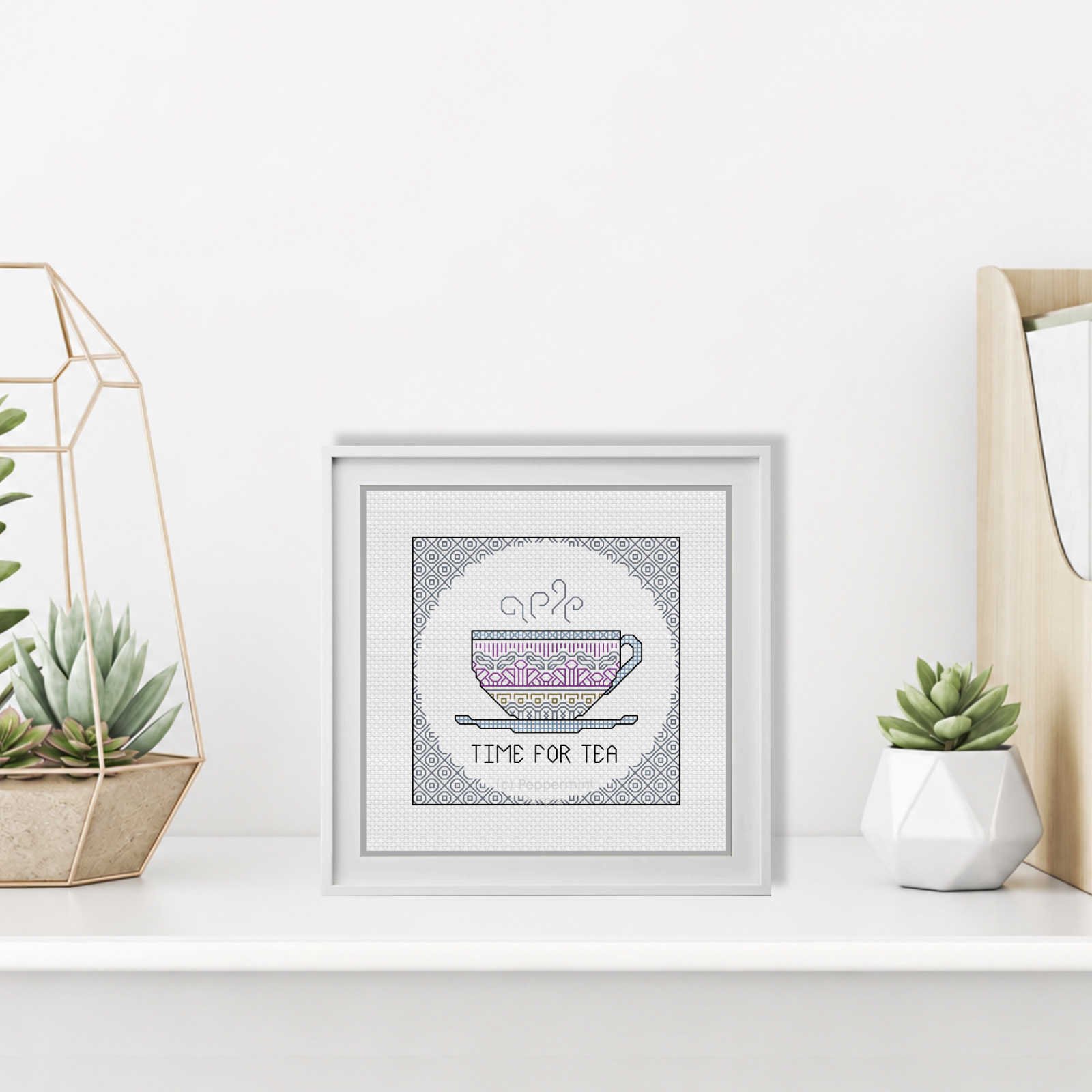 Centre Stage - Time For Tea Blackwork Pattern by Peppermint Purple