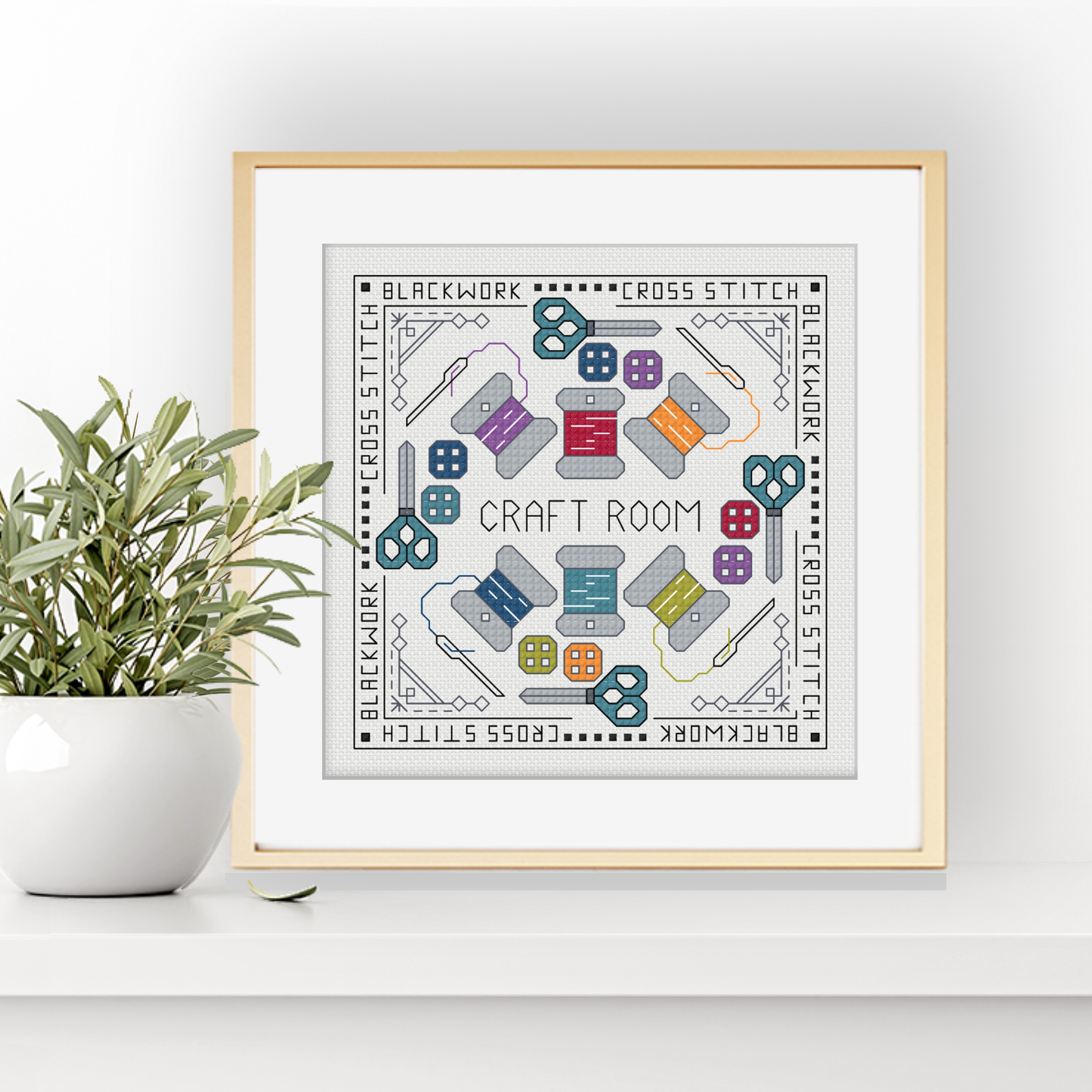 Centre Stage - Craft Room Blackwork Pattern by Peppermint Purple