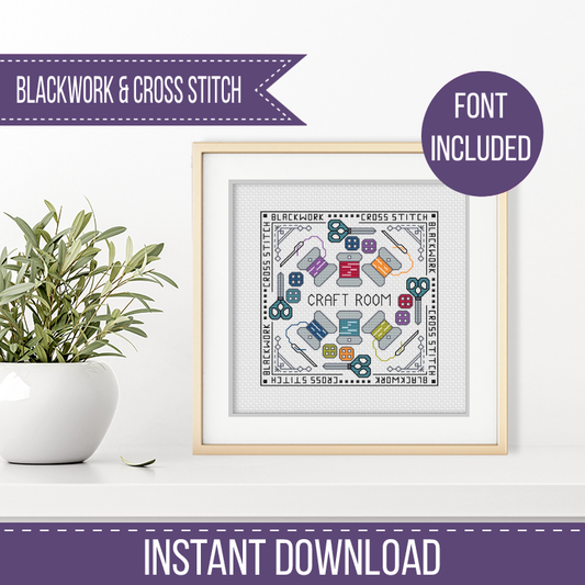 Centre Stage - Craft Room Blackwork Pattern by Peppermint Purple