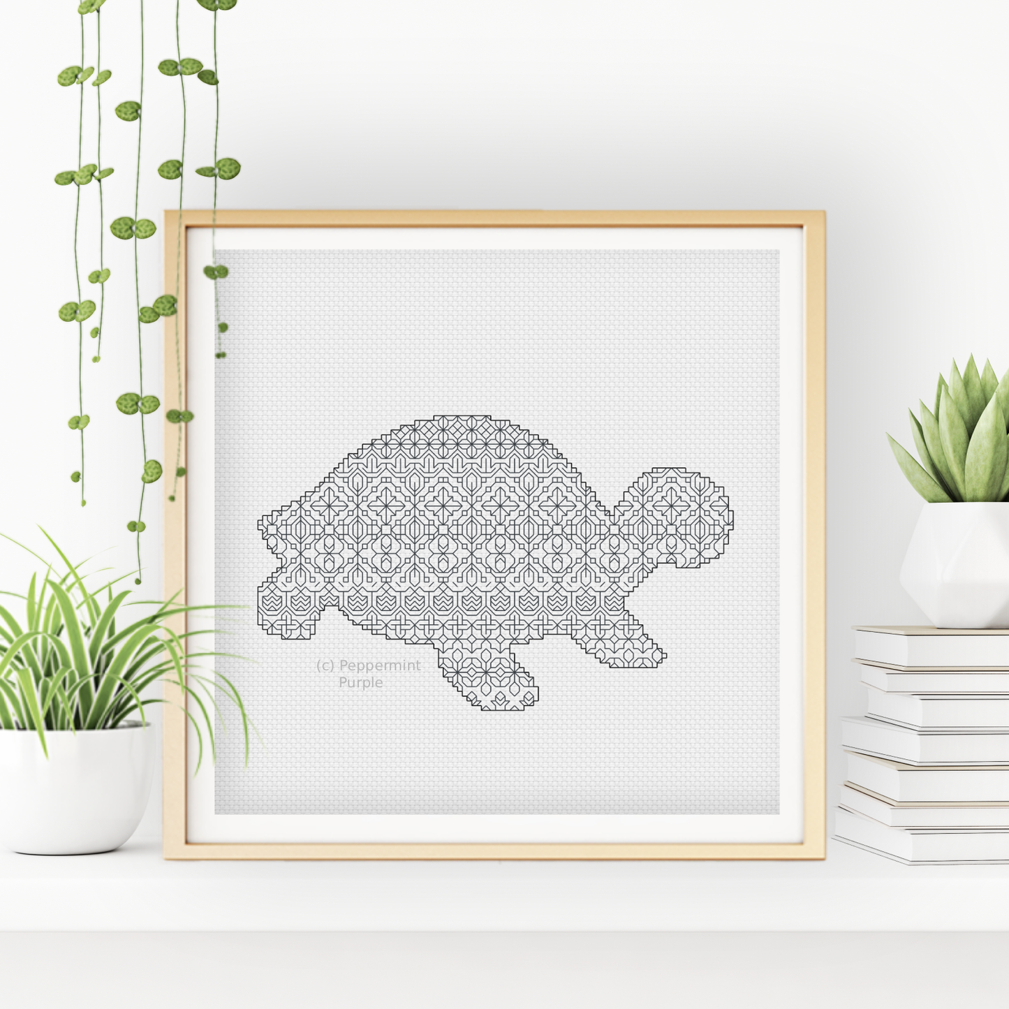 Blackwork Turtle Blackwork Pattern by Peppermint Purple
