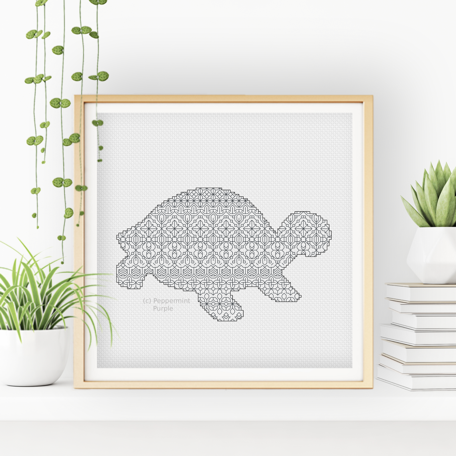 Blackwork Turtle Blackwork Pattern by Peppermint Purple