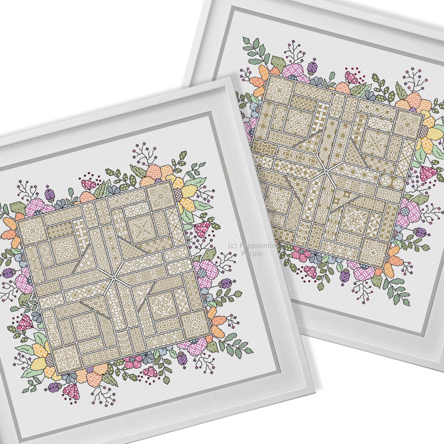 2024 SAL - Floral Blackwork Pattern by Peppermint Purple
