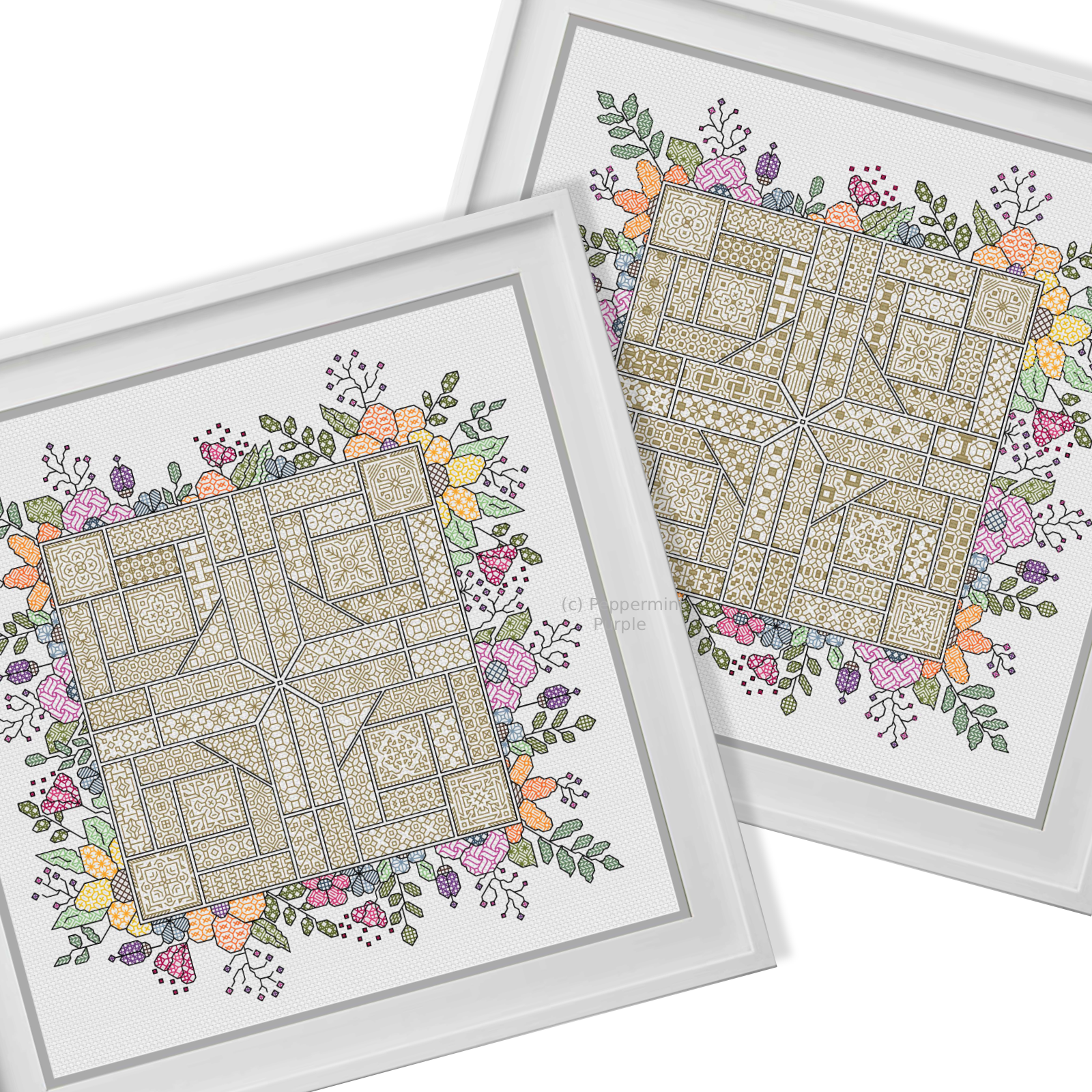 2024 SAL - Floral Blackwork Pattern by Peppermint Purple