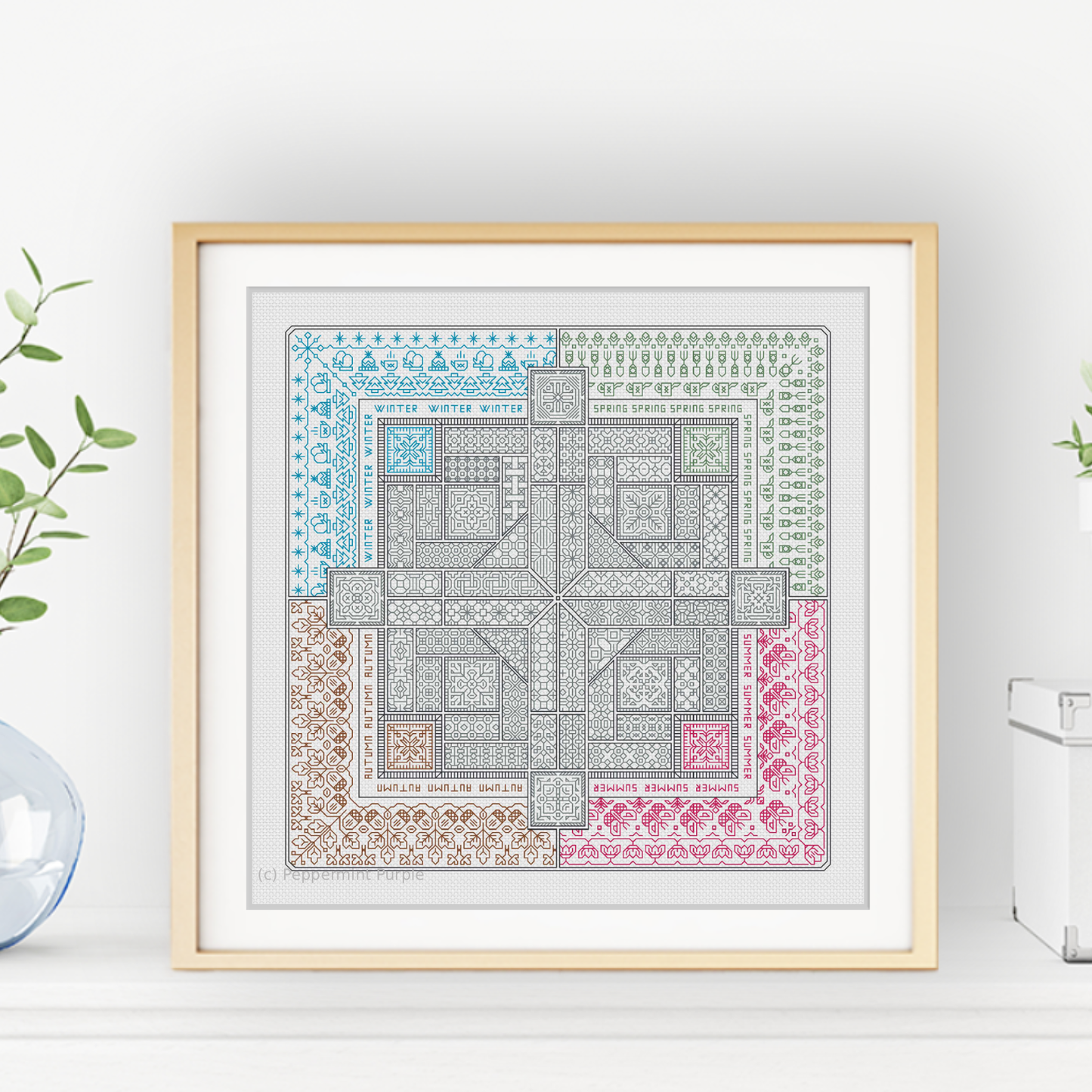 2024 SAL - 4 Seasons Blackwork Pattern by Peppermint Purple