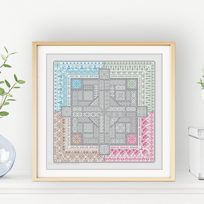 2024 SAL - 4 Seasons Blackwork Pattern by Peppermint Purple