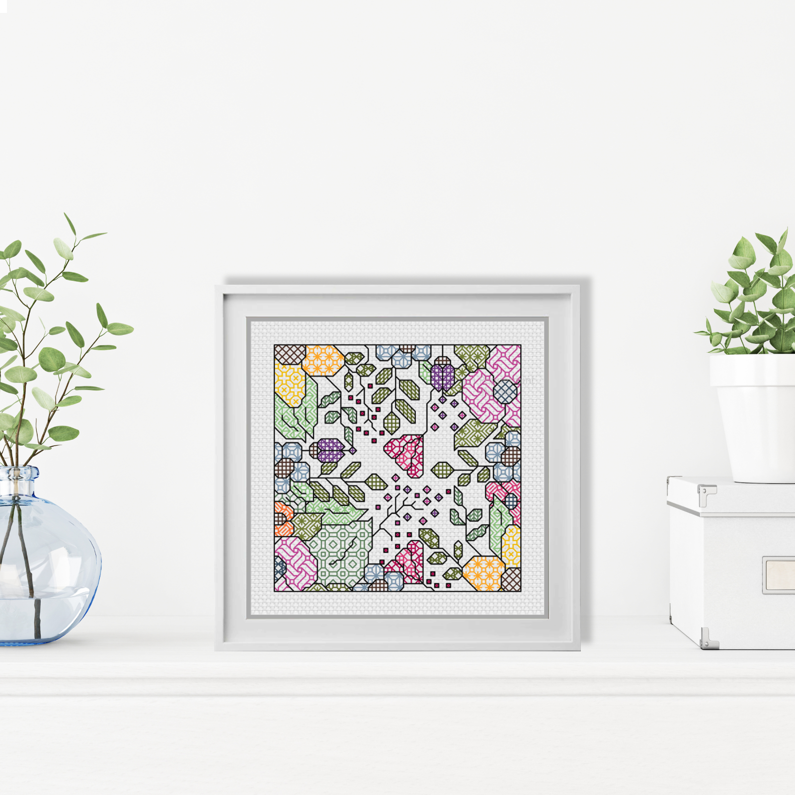 Centre Stage - Floral Blackwork Pattern by Peppermint Purple