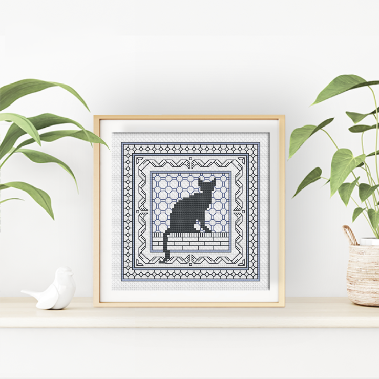 Centre Stage - Cat Blackwork Pattern by Peppermint Purple