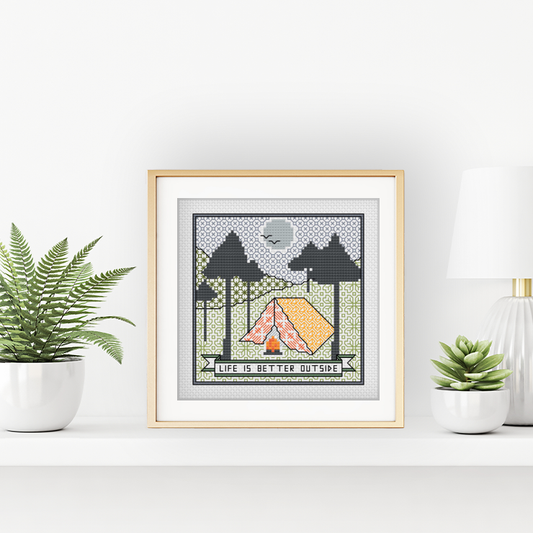 Centre Stage - Camping Blackwork Pattern by Peppermint Purple