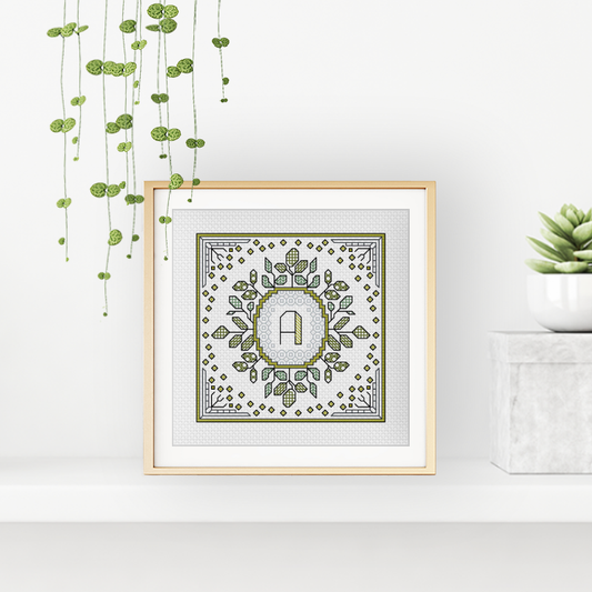 Centre Stage - Floral Crest Blackwork Pattern by Peppermint Purple