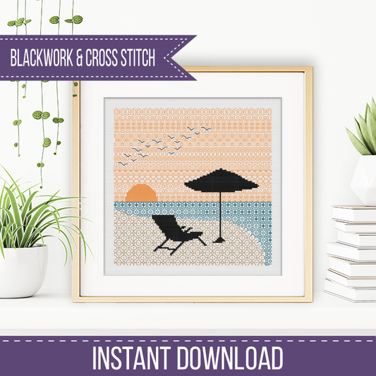 Sunset Migration Blackwork Pattern by Peppermint Purple