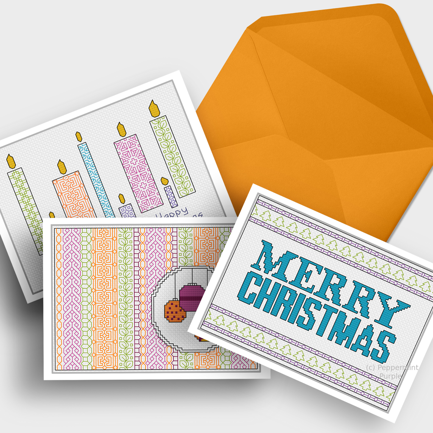Christmas Card Set Blackwork Pattern by Peppermint Purple