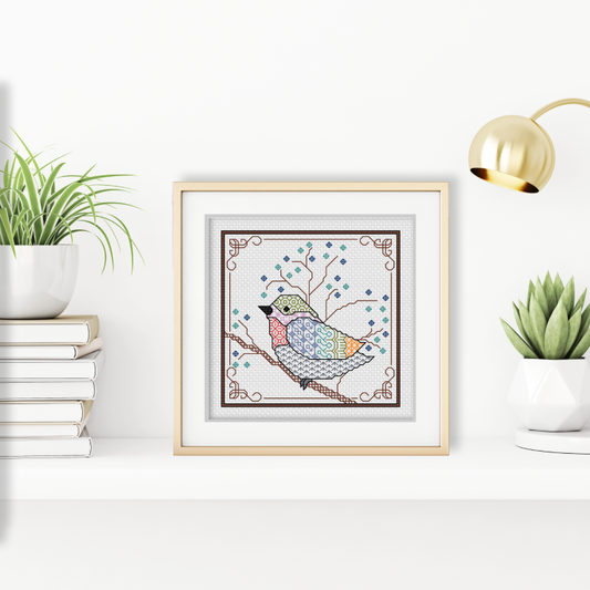 Centre Stage - Bird Blackwork Pattern by Peppermint Purple