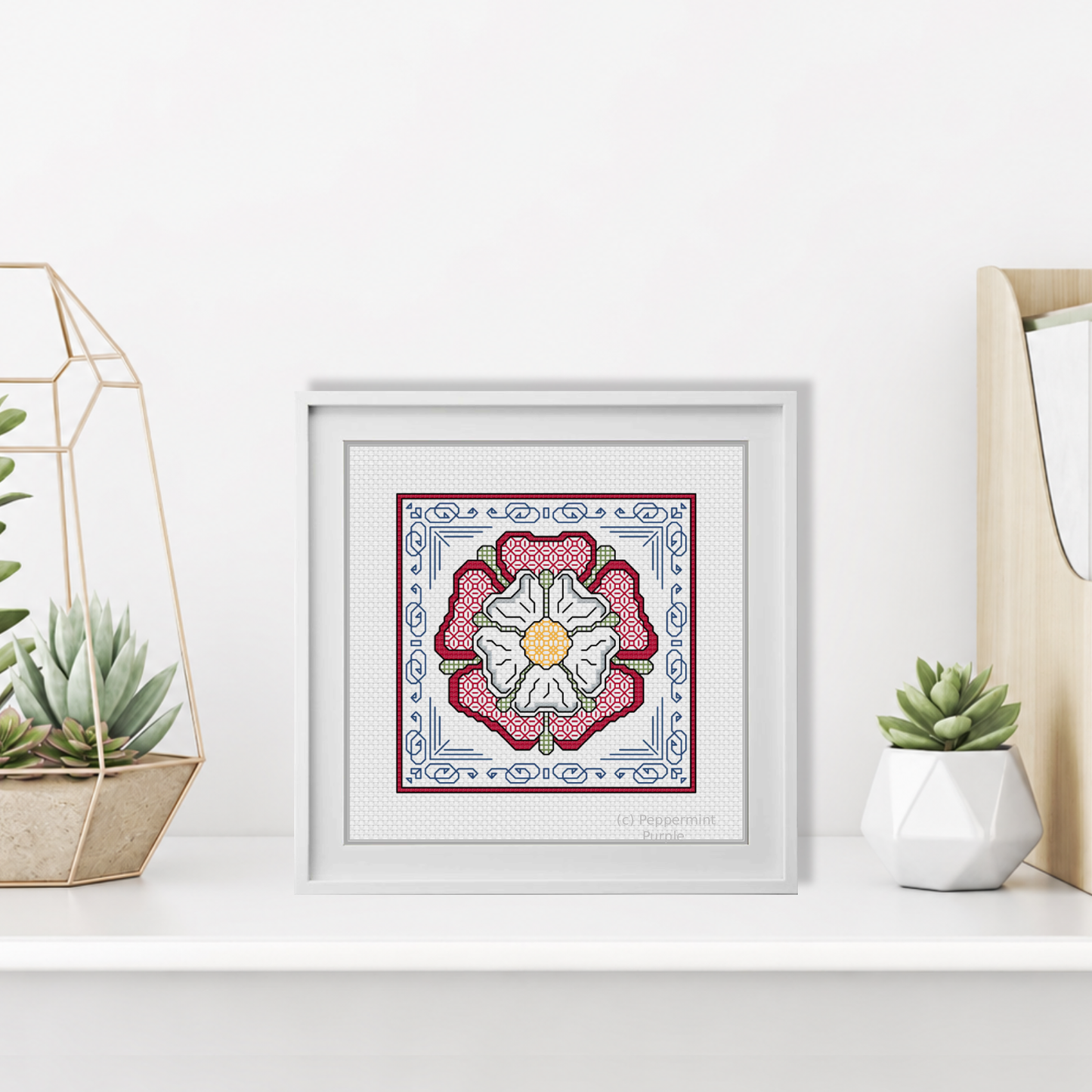 Centre Stage - Tudor Rose Blackwork Pattern by Peppermint Purple