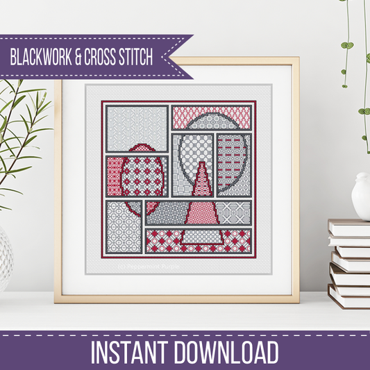 The Newspaper Edit Blackwork Pattern by Peppermint Purple