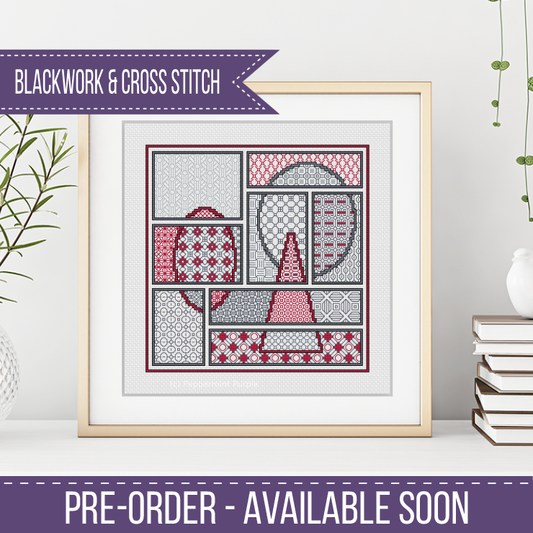 The Newspaper Edit - Pre Order available 20th March Blackwork Pattern by Peppermint Purple