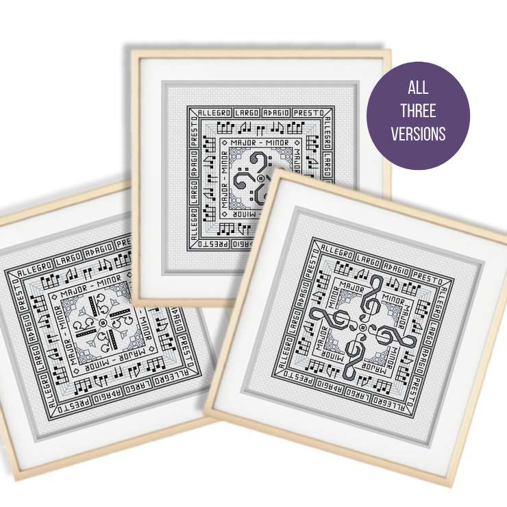 Centre Stage - Musical Clefs Blackwork Pattern by Peppermint Purple
