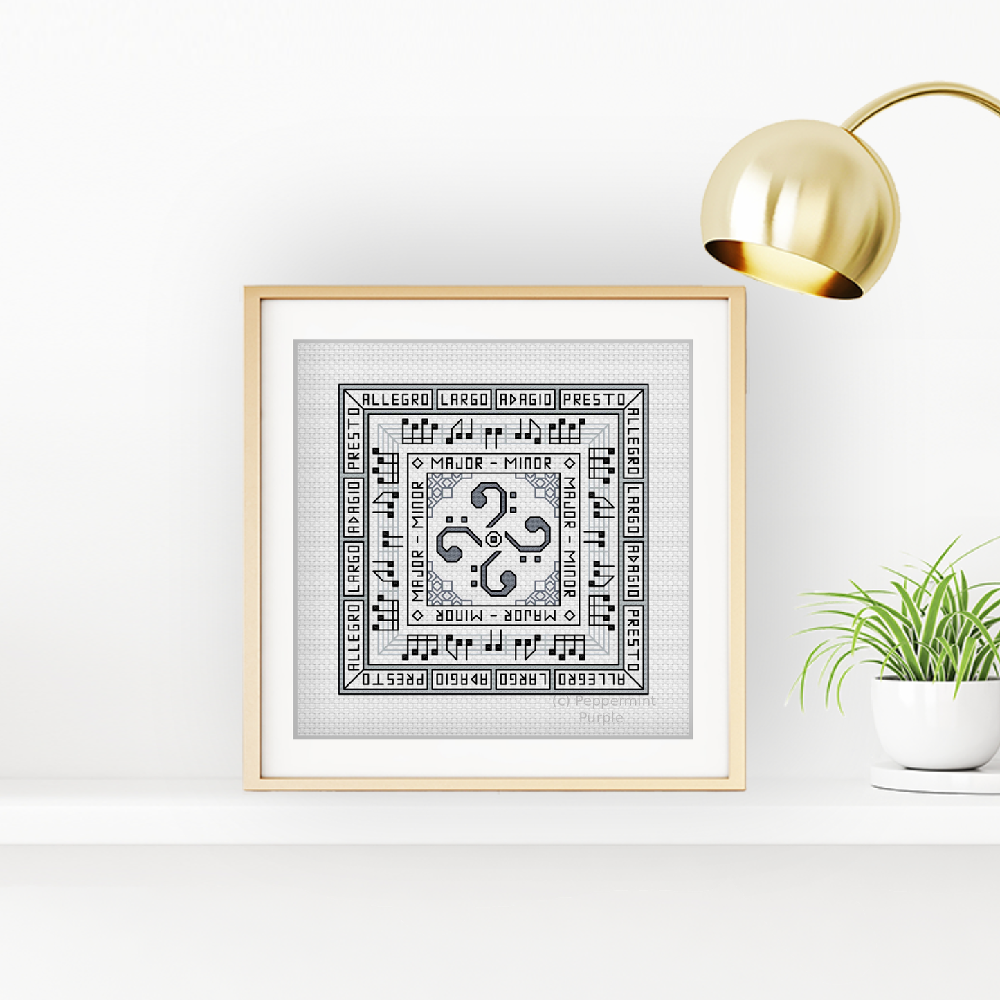 Centre Stage - Musical Clefs Blackwork Pattern by Peppermint Purple