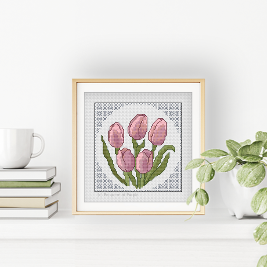 Centre Stage - Tulips Blackwork Pattern by Peppermint Purple