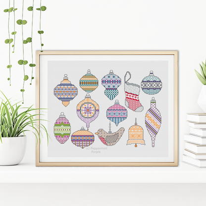Baubles Galore - 2025 Blackwork Pattern by Peppermint Purple