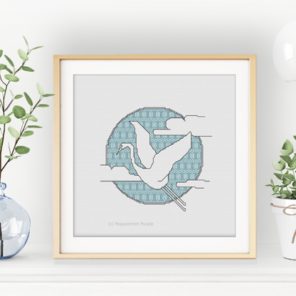 The Cranes - 3 designs Blackwork Pattern by Peppermint Purple