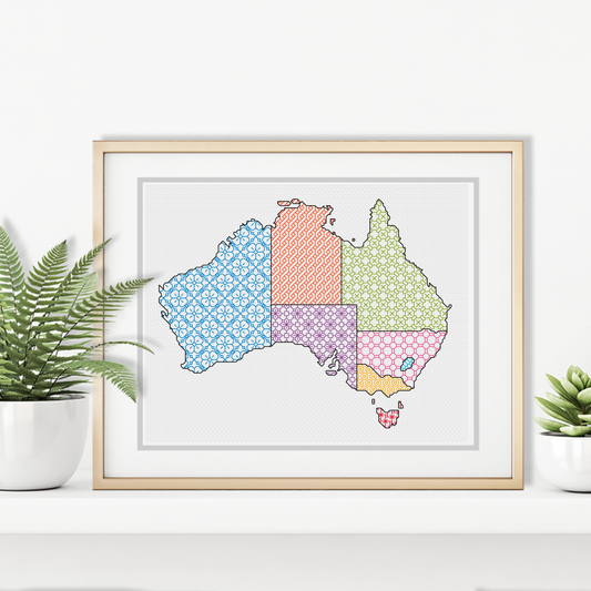 Australian Blackwork Map Blackwork Pattern by Peppermint Purple