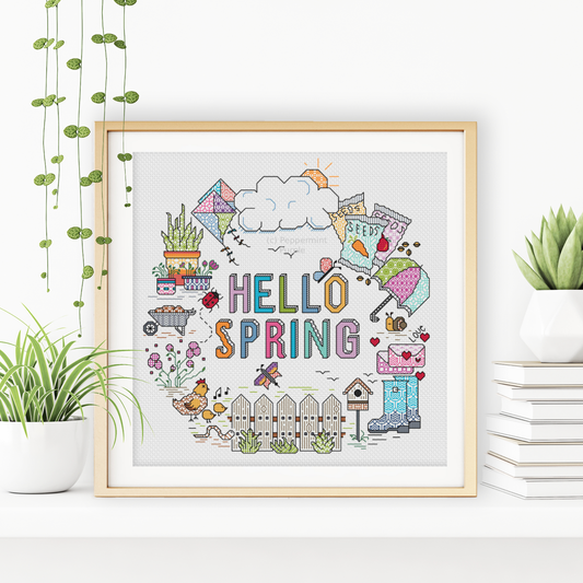 Hello Spring Blackwork Pattern by Peppermint Purple