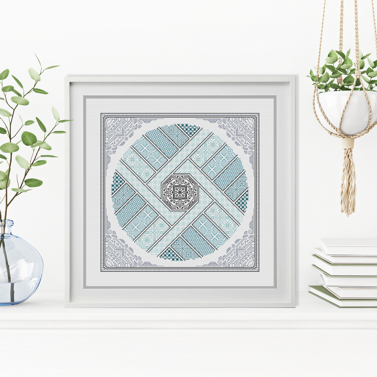 Inner Geometry Blackwork Pattern by Peppermint Purple