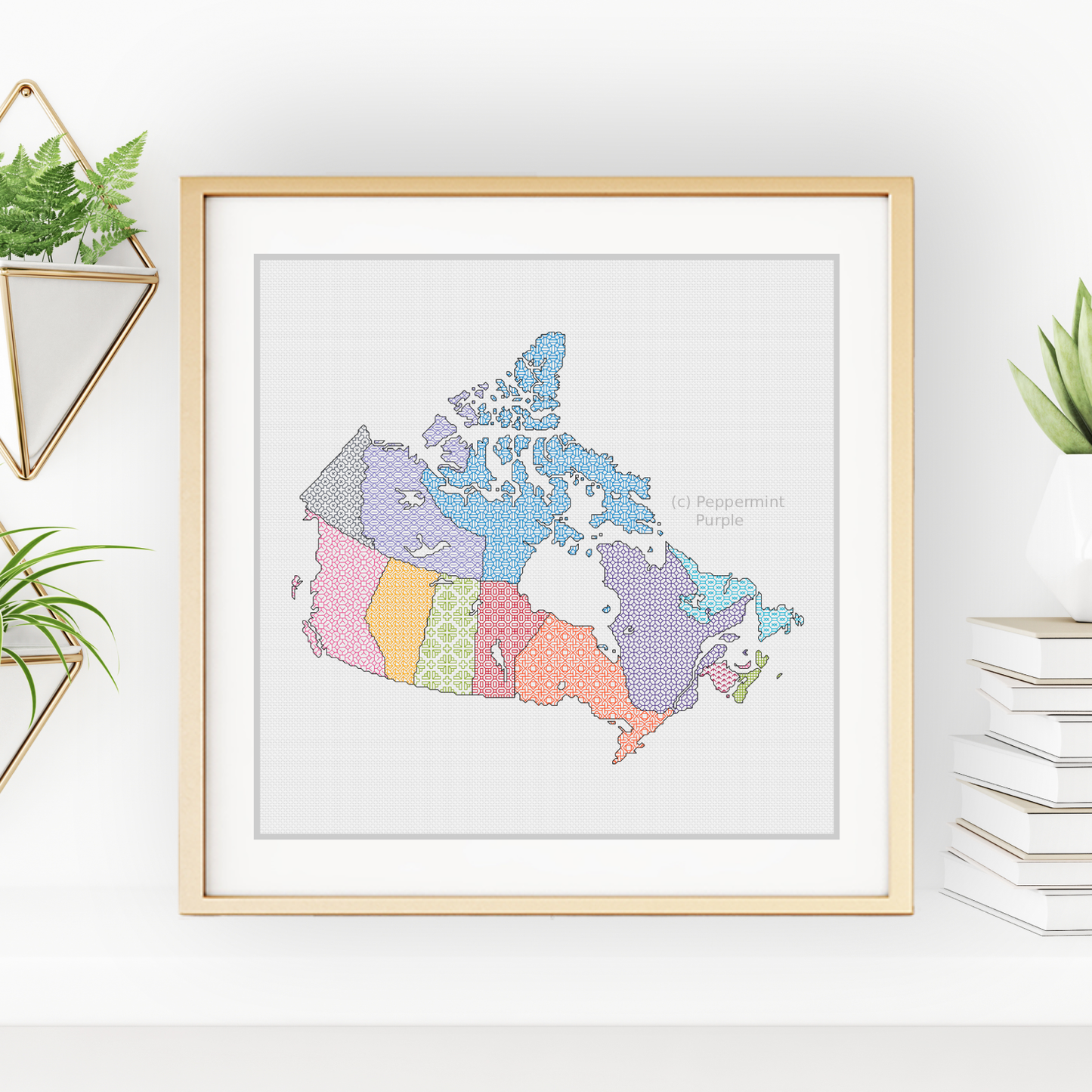 Canada Blackwork Map Blackwork Pattern by Peppermint Purple