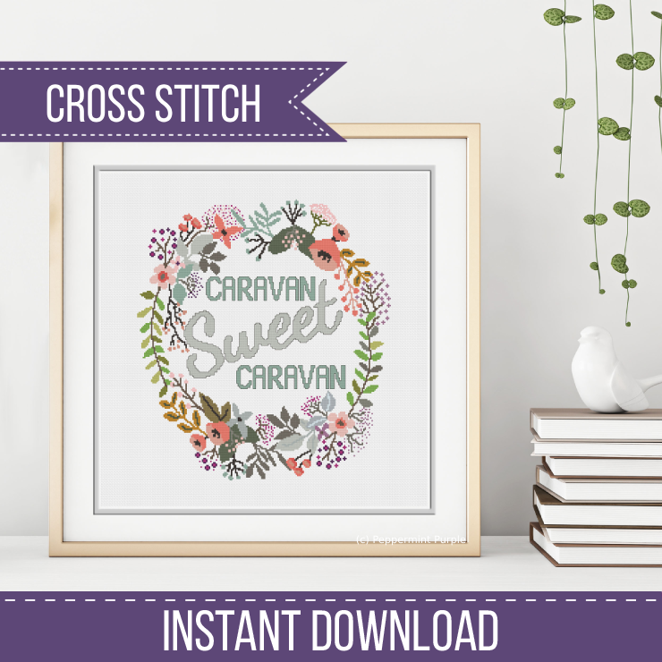 Caravan Sweet Caravan Cross Stitch Pattern by Peppermint Purple