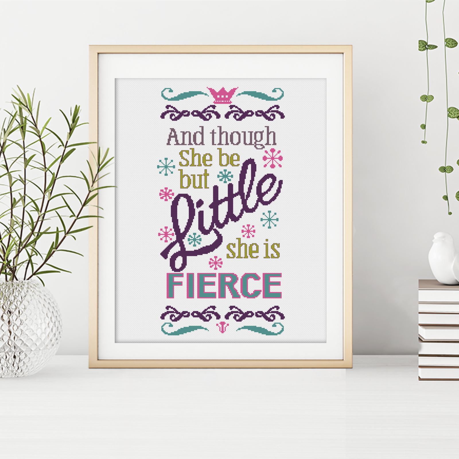 Though she be but little Cross Stitch Pattern by Peppermint Purple