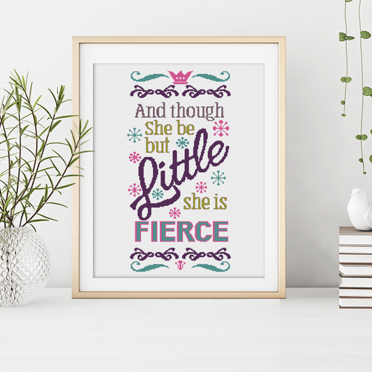 Though she be but little Cross Stitch Pattern by Peppermint Purple