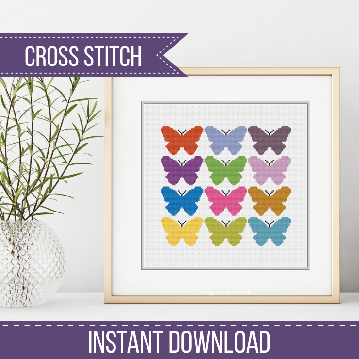 Butterfly Cross Stitch Pattern by Peppermint Purple