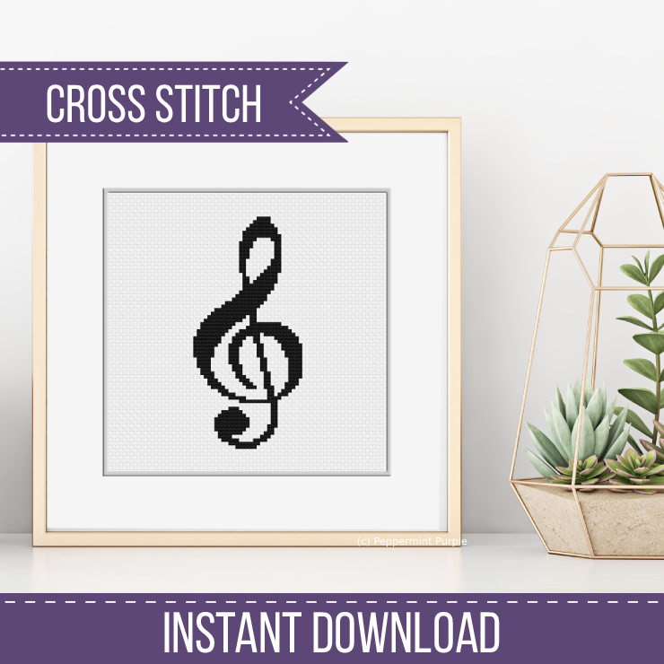 Treble Clef Cross Stitch Pattern by Peppermint Purple