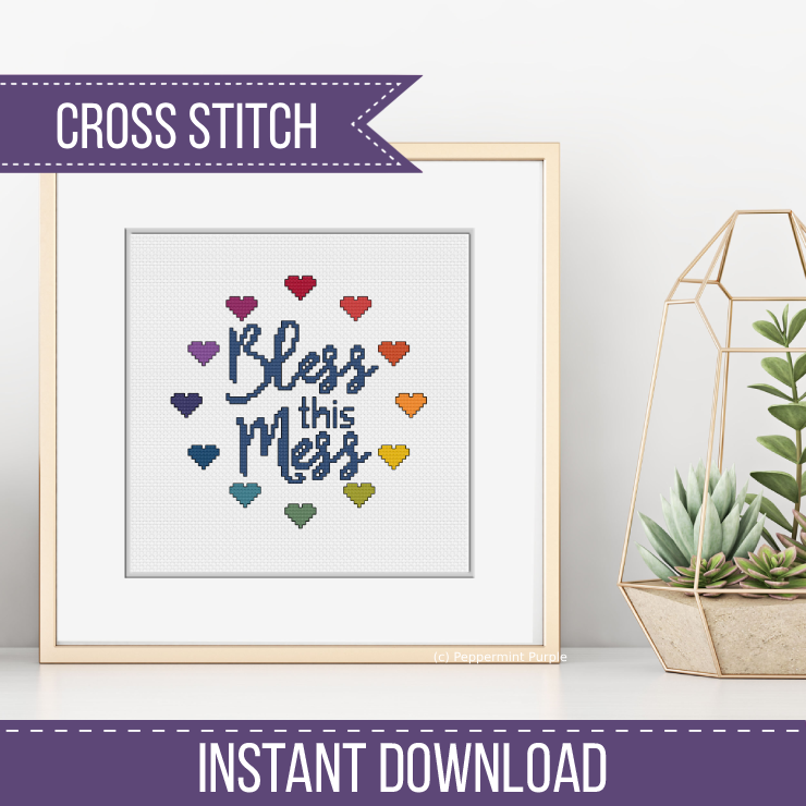 Bless This Mess Cross Stitch Pattern by Peppermint Purple