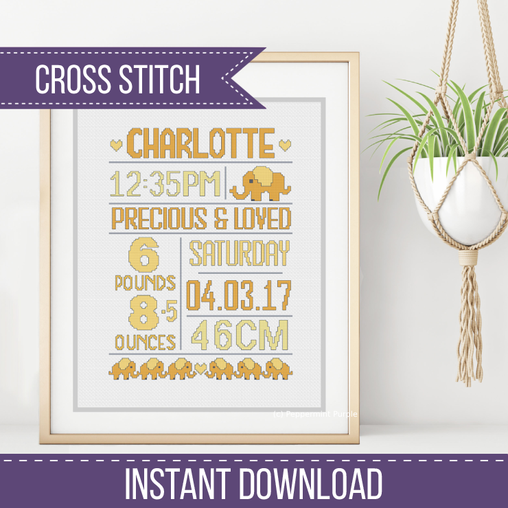 Baby Cross Stitch Pattern by Peppermint Purple