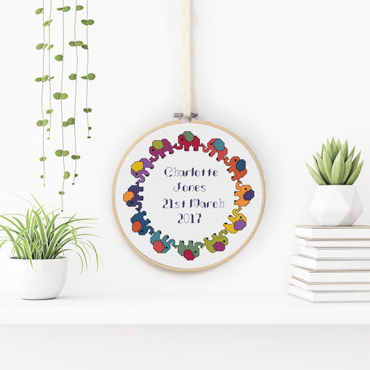 Baby Elephant Pattern Cross Stitch Pattern by Peppermint Purple