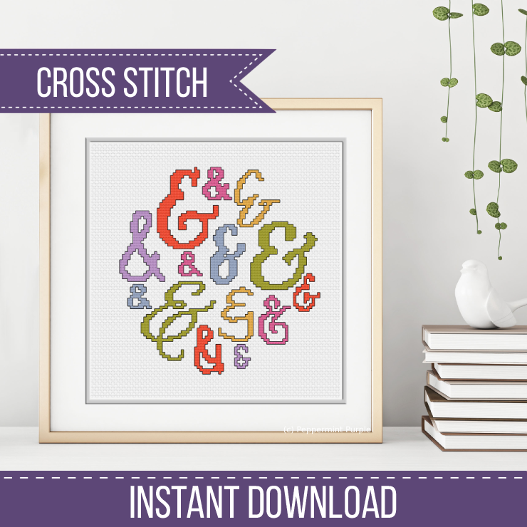 Modern Ampersand Cross Stitch Pattern by Peppermint Purple