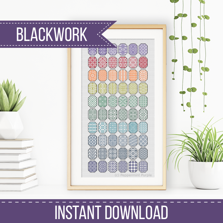 Blackwork Oval-tastic Blackwork Pattern by Peppermint Purple