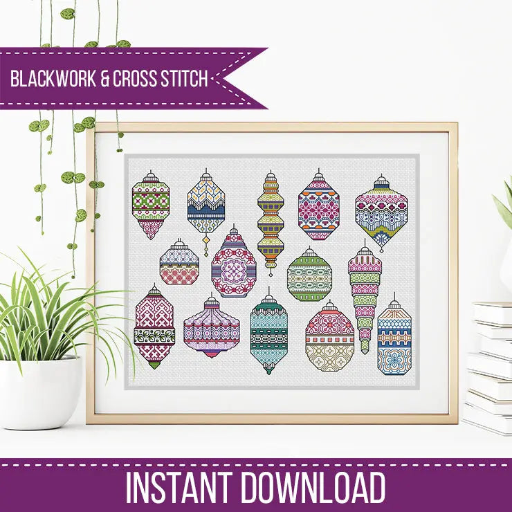 Baubles Galore - 2023 Blackwork Pattern by Peppermint Purple