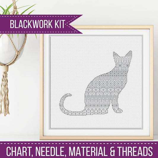 Cat Blackwork Kit