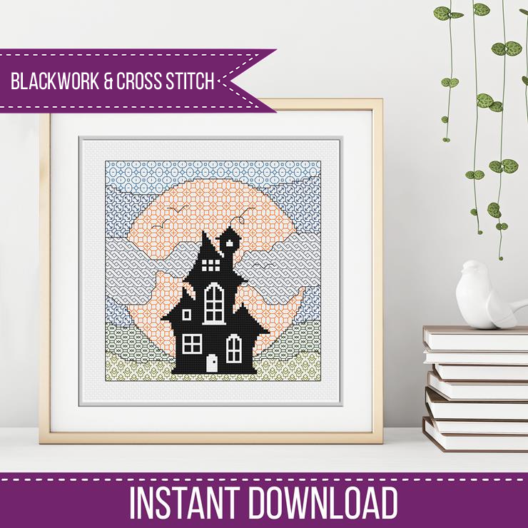 Haunted House - Blackwork Patterns & Cross Stitch by Peppermint Purple
