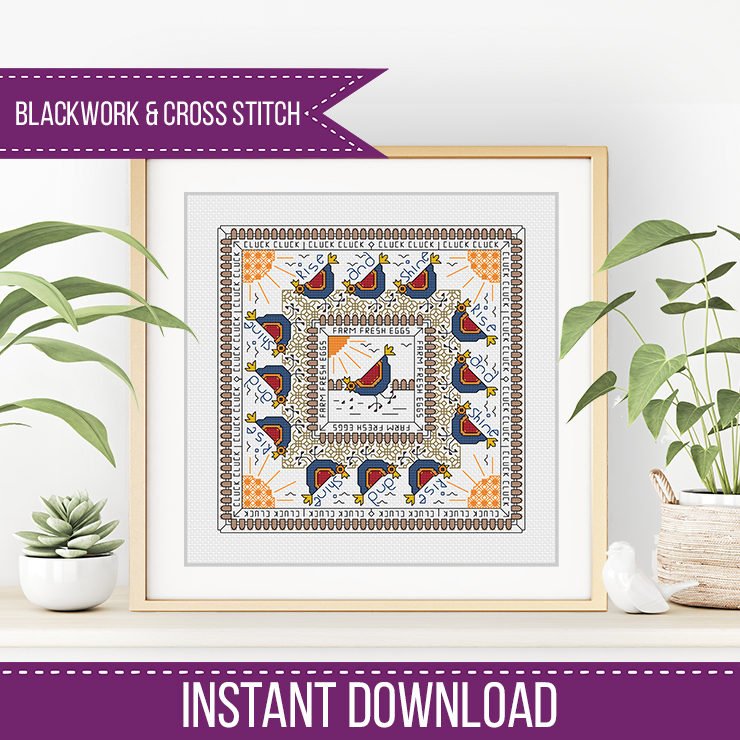 Hints Of Chickens - Blackwork Patterns & Cross Stitch by Peppermint Purple