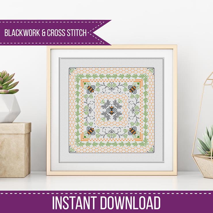 Hints of Bees - Blackwork Patterns & Cross Stitch by Peppermint Purple