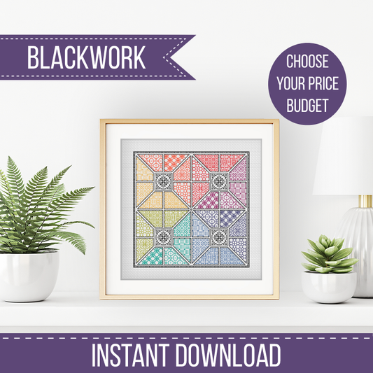 Quadrata Blackwork Pattern by Peppermint Purple