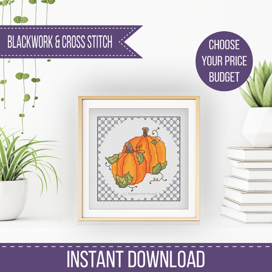 Centre Stage - Pumpkin Blackwork Pattern by Peppermint Purple