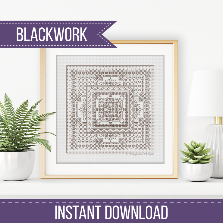 Study In Beige Brown Blackwork Pattern by Peppermint Purple