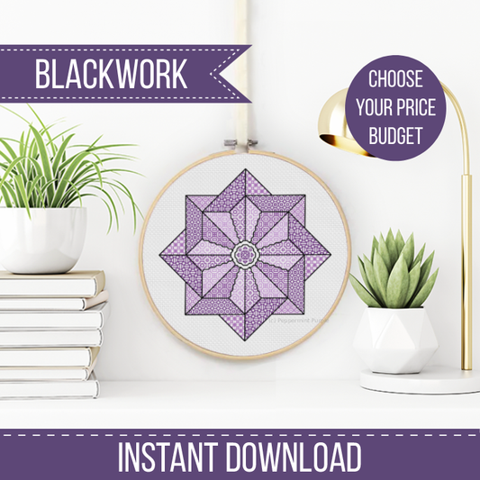 PurplePinwheel Blackwork Pattern by Peppermint Purple