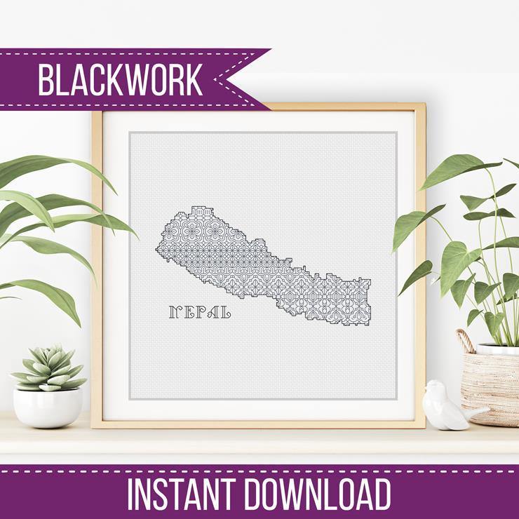 Nepal Blackwork - Blackwork Patterns & Cross Stitch by Peppermint Purple